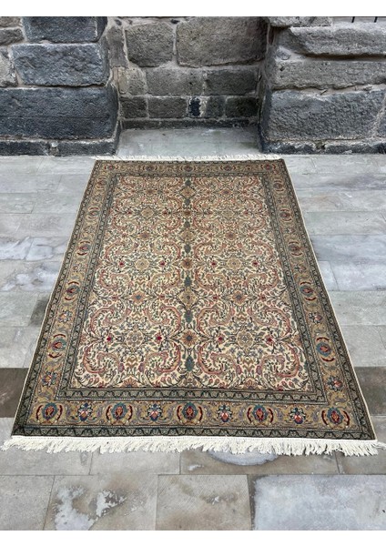 196 x 277 cm Yeşil Renkli El Dokuma Yün Uşak Halısı Büyük Salon ve Yatak Odası Halısı