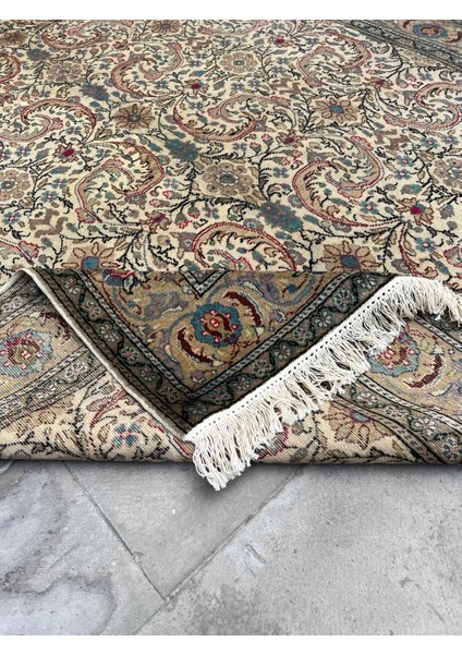 196 x 277 cm Yeşil Renkli El Dokuma Yün Uşak Halısı Büyük Salon ve Yatak Odası Halısı