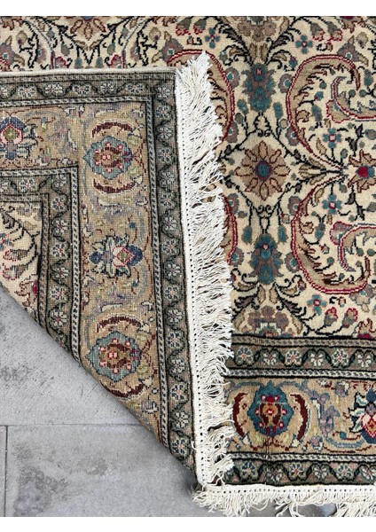 196 x 277 cm Yeşil Renkli El Dokuma Yün Uşak Halısı Büyük Salon ve Yatak Odası Halısı