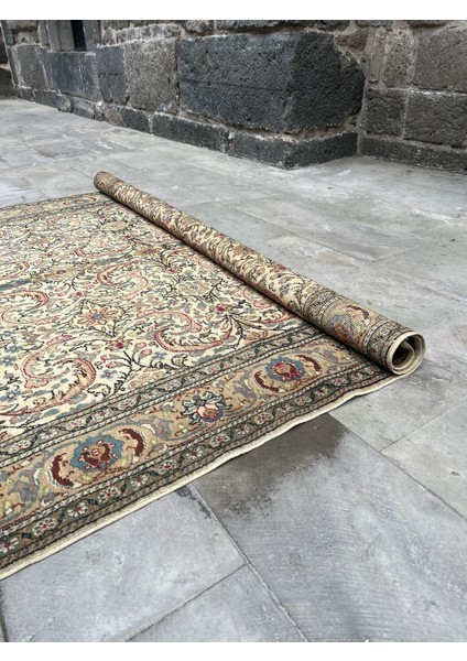196 x 277 cm Yeşil Renkli El Dokuma Yün Uşak Halısı Büyük Salon ve Yatak Odası Halısı