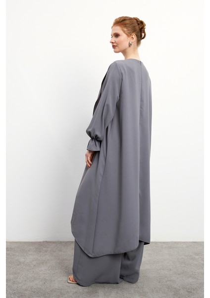 Asimetrik Kesim Tunik Pantolon Takım - Gri indirimleri