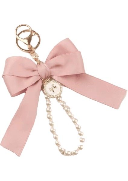 Moda Büyük Ilmek Şerit Inci Anahtarlık Kadın Çok Renkli Dıy Anahtar Kolye Asılı Süs Tatlı Çanta Aksesuarları (Yurt Dışından)