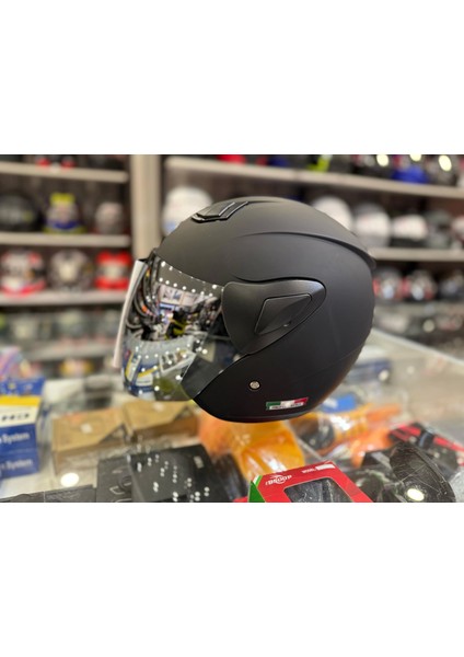Kask Sway SW-733 Mat Siyah Gümüş Camlı