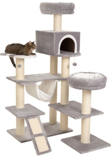 Hamaklı Minder Ve Balık Stepli Kedi Tırmalam Evi