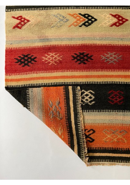 62 x 130 cm Yıkanabilir Tribal Desenli Renkli Bohem Stili El Dokuma Küçük Boy Kilim fırsatları