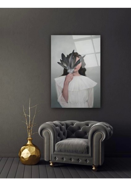 - Kadın ve Kuş Tüyü Cam Tablo modelleri