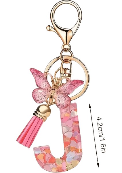 Moda Dıy Az Harfler Anahtarlık Metal Tutucu Sarkık Anahtarlık Kadın Araba Anahtarlık Basit Harf Adı Anahtar Parti Hediye Takırenk: J / Boyut: 55MM (Yurt Dışından)