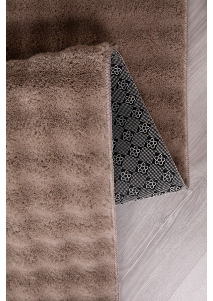 Bubble Oval Yumuşak Peluş Kaymaz Salon Oturma Odası Balkon Halısı Yolluk Vizon