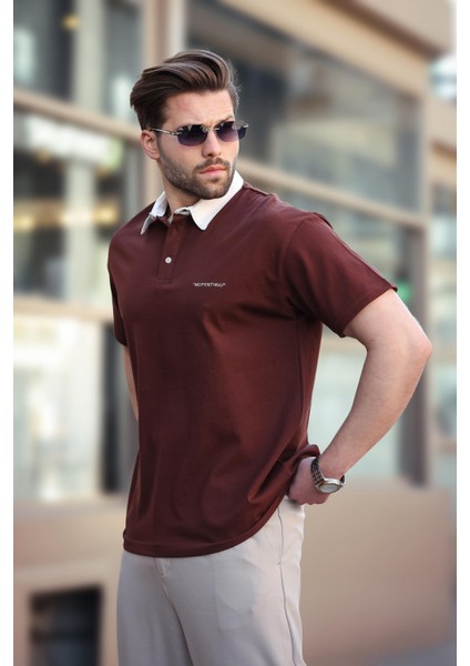 Acı Kahve Düğmeli Polo Yaka Erkek T-Shirt E7119 fırsatları