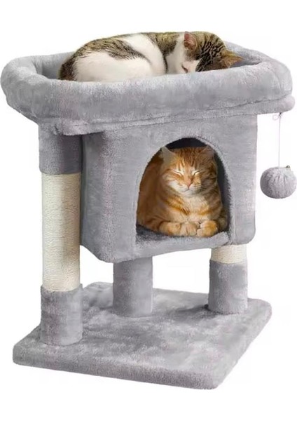Teraslı Kedi Tırmalama Evi Gri