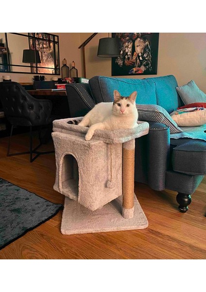 Teraslı Kedi Tırmalama Evi Gri fiyatları