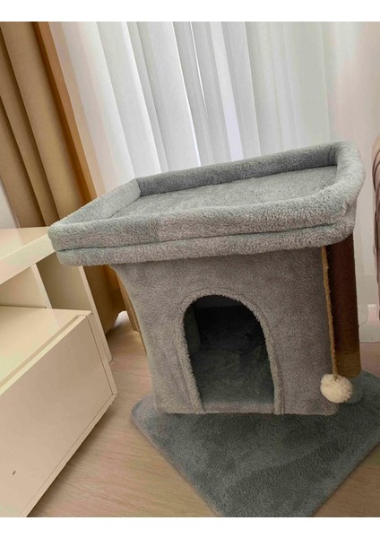 Teraslı Kedi Tırmalama Evi Gri modelleri