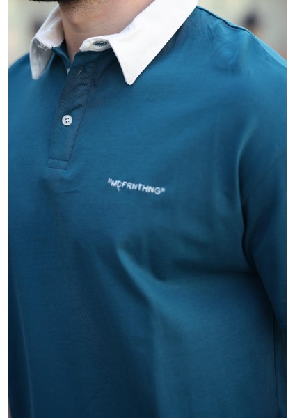 Petrol Yeşili Düğmeli Polo Yaka Erkek T-Shirt E7119 modelleri