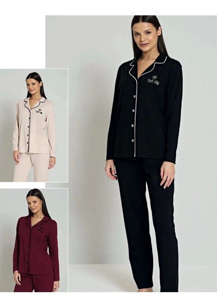 Nivemeshome 2025 Pijadore Bayan Pijama Takımı Bej