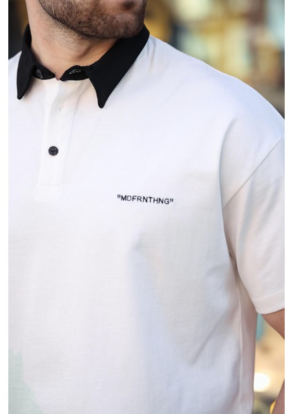 Ekru Düğmeli Polo Yaka Erkek T-Shirt E7119 modelleri