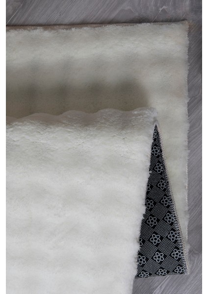 Bubble Oval Yumuşak Peluş Kaymaz Salon Oturma Odası Balkon Halısı Yolluk Krem modelleri