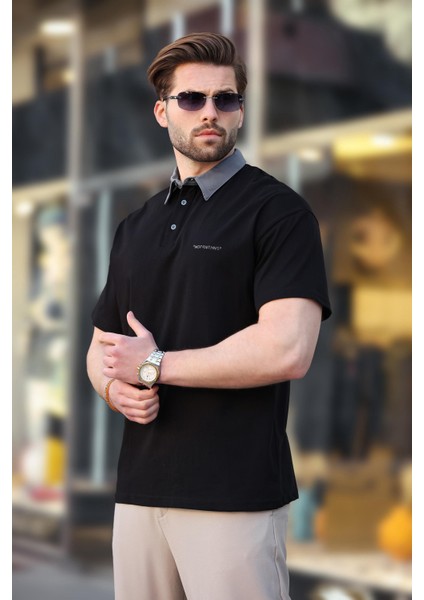 Siyah Düğmeli Polo Yaka Erkek T-Shirt E7119 fiyatları