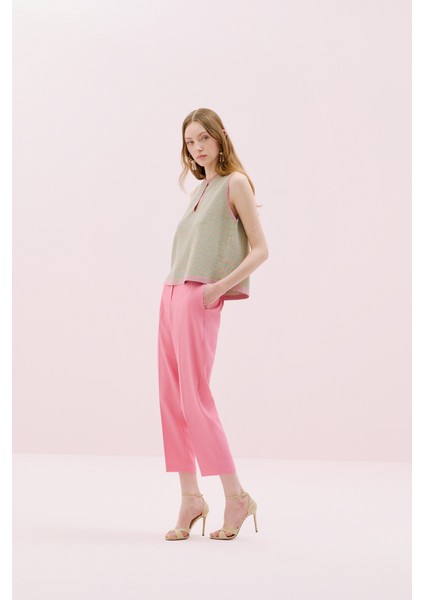 Dekolteli Triko Bluz Turkuaz Pembe Y2571004_656