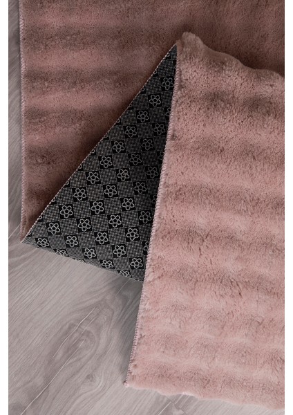 Bubble Oval Yumuşak Peluş Kaymaz Salon Oturma Odası Balkon Halısı Yolluk Pembe