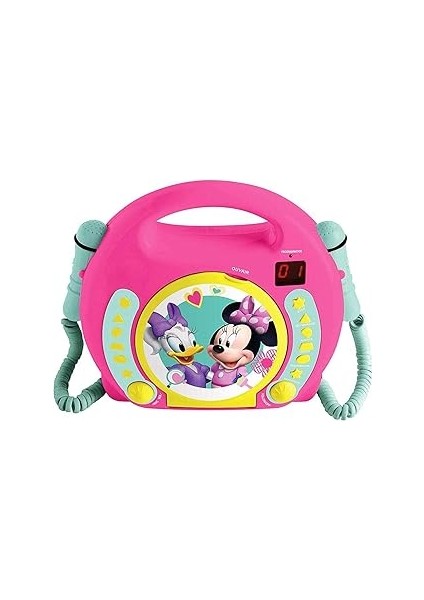 Junior Minnie Mouse CD Çalar, 2 Oyuncak Mikrofonlu, Kulaklık Jakı, Akülü, Pembe, Rc