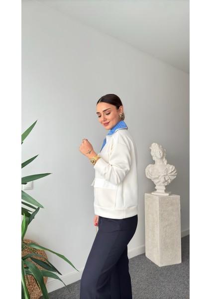 Keyymod Kadın Poplin Kamyoner Yakalı Cepli Modall Sweatshirt fiyatları