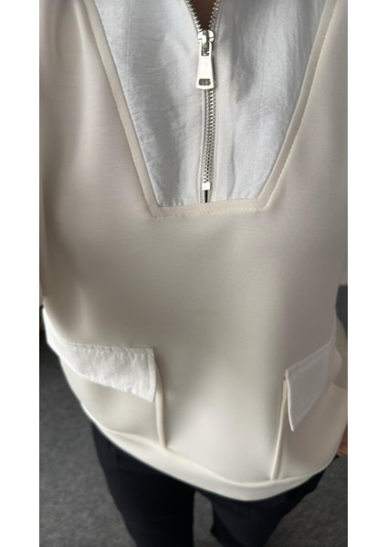 Keyymod Kadın Poplin Kamyoner Yakalı Cepli Modall Sweatshirt fırsatları