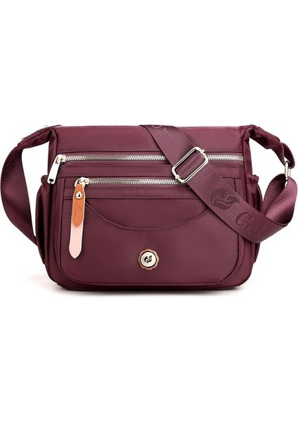 Çok Katmanlı Omuz Çantası Büyük Kapasiteli Su Geçirmez Naylon Crossbody Çanta Kadın Gündelik Cep Telefonu Sırt Çantası (Yurt Dışından)