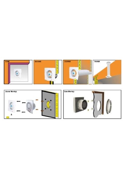 15x15 cm L-10 2200 D/D 220 230 Volt Monofaze Ev Tipi Plastik Banyo Tuvalet Fanı Lüks Aspiratör