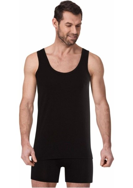 Erkek Pamuklu & Likralı Siyah Damat Çeyiz Atlet & Boxer Seti QU1O9K.K5A.