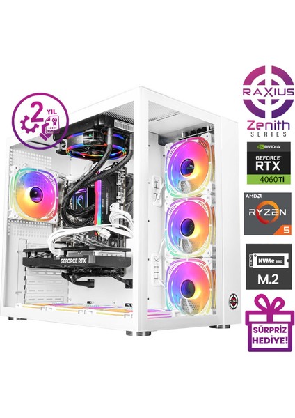 Zenith Z2 R5 4060TI-75F016 Ryzen5 7500F 64GB 2tbssd RTX4060TI 8 GB W11P Gaming Masaüstü Bilgisayar