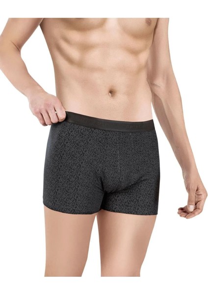 Modal Pamuklu Likralı 3'lü Paket Siyah-Antrasit-Lacivert Desenli Boxer Q4.u.7o.k7.k.a.p.c