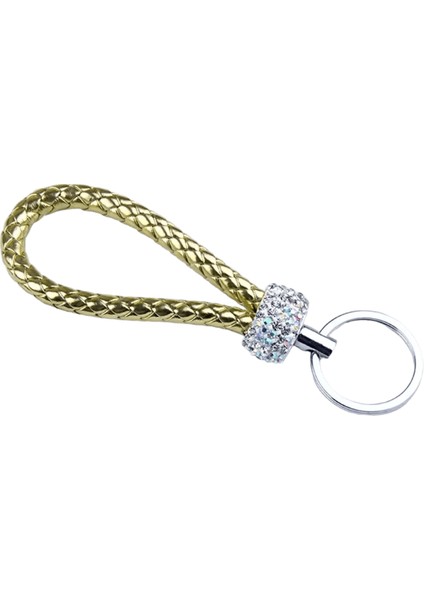 1 Adet Pu Deri Örgülü Dokuma Halat Anahtarlık Glitter Rhinestones Anahtarlık Erkekler Kadınlar Için Çok Kullanımlı Araba Anahtar Tutucu Charms (Yurt Dışından)