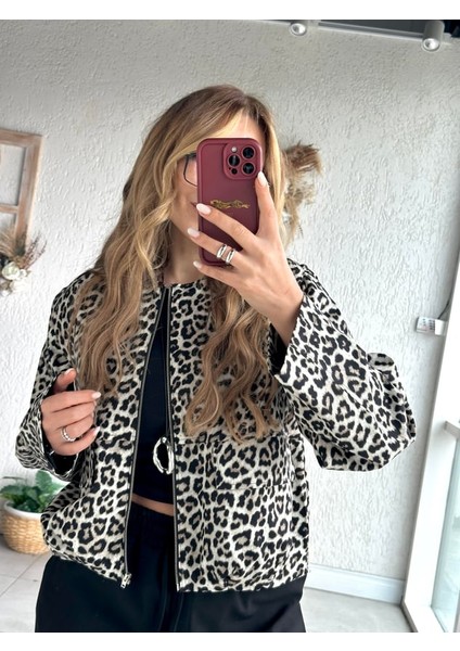 Keyymod Kadın Leopar Desenli Kolları Seyyar Yelek & Ceket