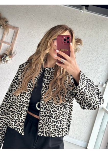 Keyymod Kadın Leopar Desenli Kolları Seyyar Yelek & Ceket