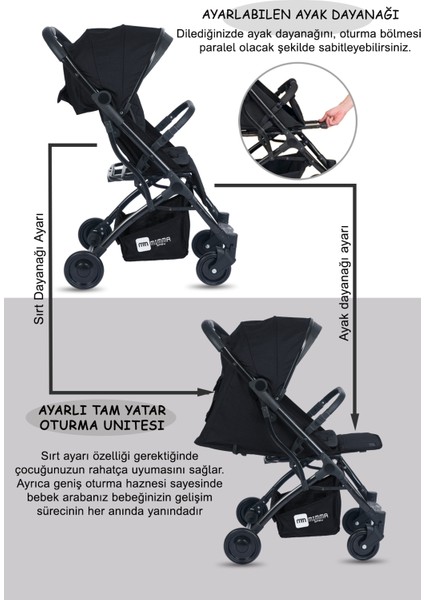 Mimma Kabin Boy Travel Sistem Ekstra Pedli Katlanabilir Premium Bebek Arabası