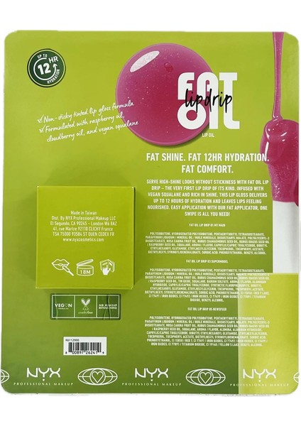 Fat Oil Lip Drip Nemlendirici Dudak Yağı Set 3x4.8ml