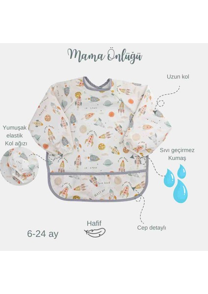 Uzay Araçları Uzun Kollu Sıvı Geçirmez Mama ve Aktivite Önlüğü Bebek Önlüğü fırsatları