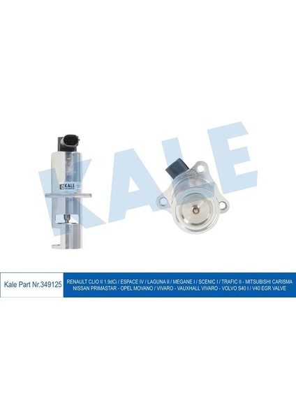 -349125 - Egr Valfı Renault Espace Iv Laguna Iı Megane I Scenıc I Trafıc Iı 1.9dcı 99=> - Nıssan Prımastar 1.9dcı 01=> - Opel Movano Vıvaro A 1.9dtı - Volvo V40 1.9dı 00<04