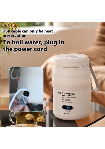 Taşınabilir Kaynar Dak Su Isıtıcısı Küçük Termostatik Sıcak Su Dağı Isıtma Yalıtım Kabı Seyahat USB Taşınabilir Su Dakları (Yurt Dışından)
