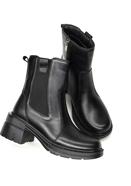 Kadın Hakiki Deri Topuklu Lastikli Bot modelleri