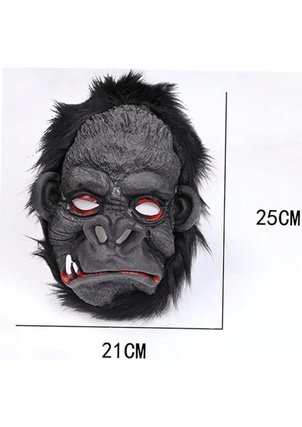 Lateks Goril Maskesi Maymun Maskesi Et Maskesi Orangutan Siyah Saçlı 4 No - Lisinya