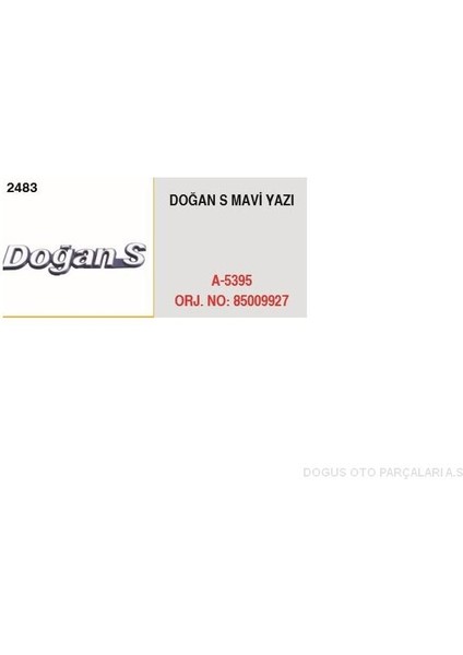 A-5395 - Yazı Dogan S Mavı Dogan