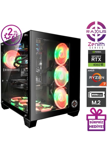 Zenith Z1 R7 4060TI-77A014 Ryzen7 7700 32GB 2tbssd RTX4060TI 8 GB W11P Gaming Masaüstü Bilgisayar