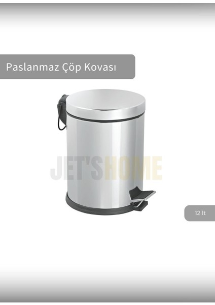Pedallı Banyo Çöp Kovası Paslanmaz 12 Lt Mutfak Çöp Kutusu Gri fiyatları