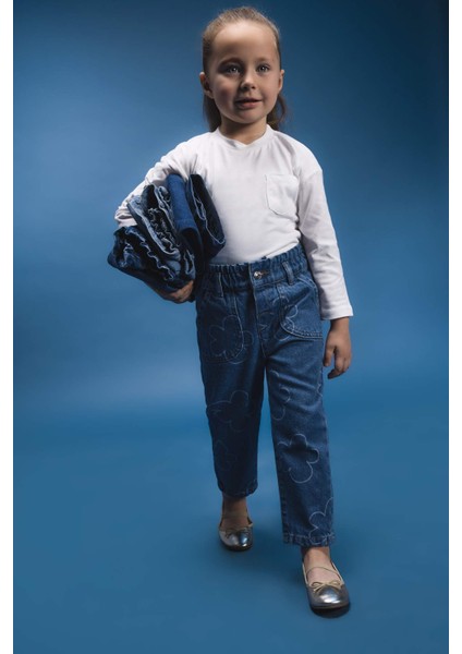 Kız Bebek Paperbag Çiçekli Jean Pantolon E7830A525SP
