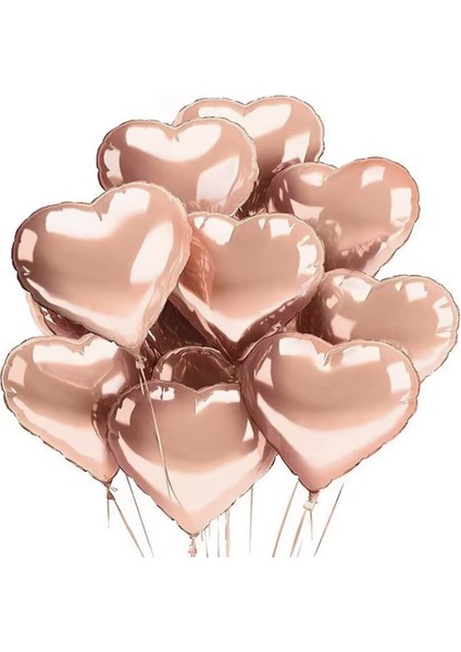 Kalp Folyo Uçan Balon Gold Rose 2 Adet 45 cm 18 Inç