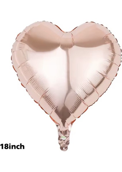 Kalp Folyo Uçan Balon Gold Rose 2 Adet 45 cm 18 Inç