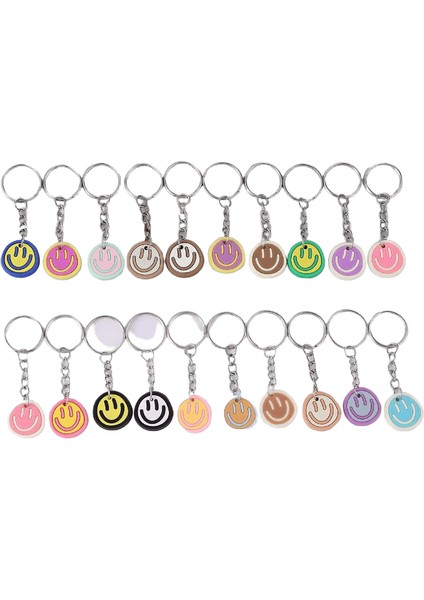 20 Adet Karikatür Gülümseme Yüz Anahtarlık Sevimli Anahtarlık Yüzük Çanta Sırt Çantası Charm Kulaklık Kılıfı Kapak Aksesuarları Parti Malzemeleri Hediye (Yurt Dışından)