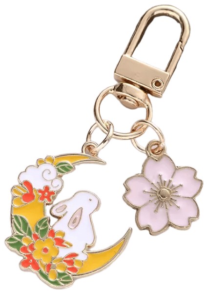 Kore Tatlı Kiraz Çiçeği Tavşan Anahtarlık Kadınlar Için Yaratıcı Dokuma Inci Anahtarlık Çanta Kulaklık Kılıfı Kolye Takı (Yurt Dışından)