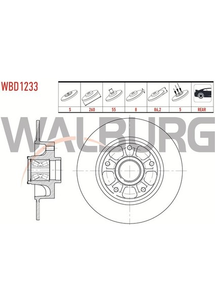 WALBURG-WBD1233 - Fren Disk Arka Megane Iıı 08> Fluence 08> 260MM